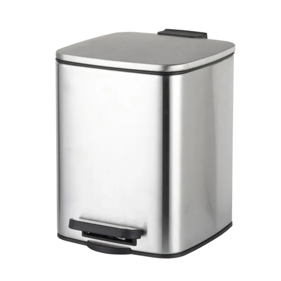 Квадратне сміттєве відро з плавним закриванням Zerix Kubix-TC0106 6л колір нержавіюча сталь ZX588 Харків