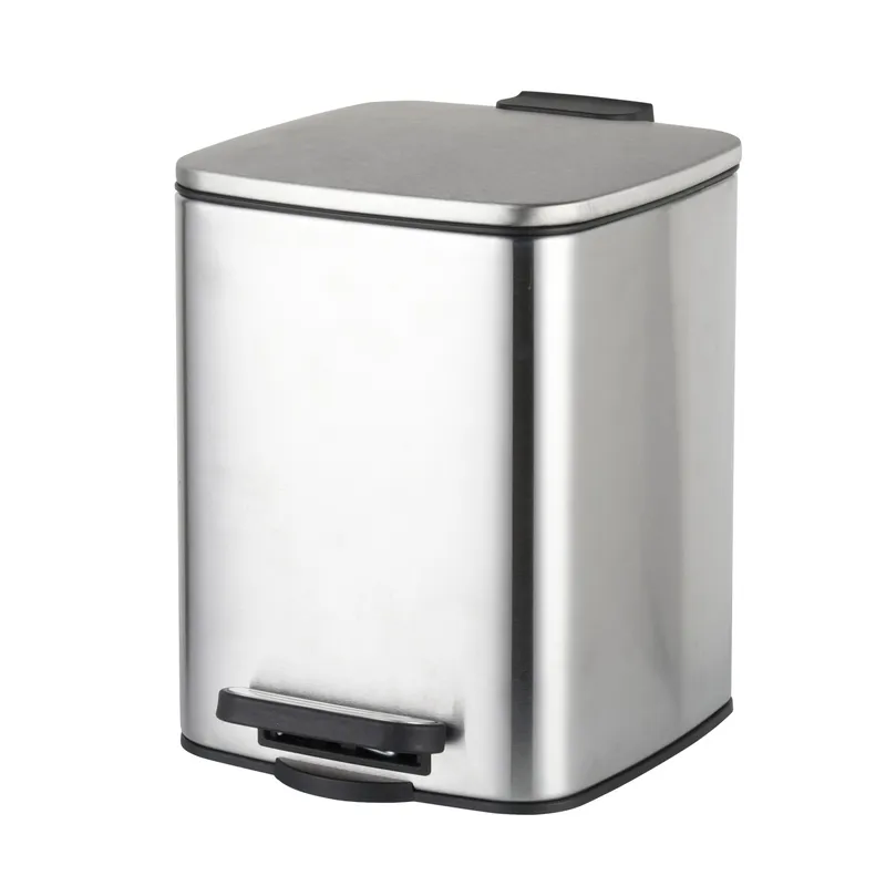 Квадратне сміттєве відро з плавним закриванням Zerix Kubix-TC0106 6л колір нержавіюча сталь ZX588 Харків - фото 1