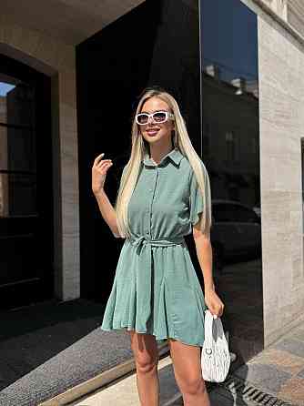 Жіночий легкий романтичний комбінезон американський креп жатка Оливковий, 46/48 Одеса