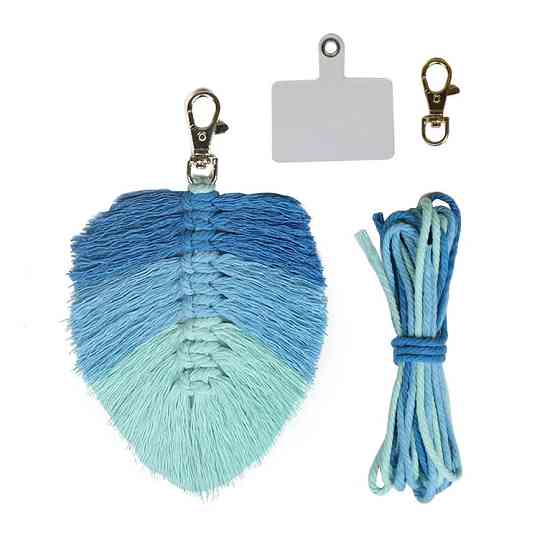 Набір макраме для творчості та ручного в'язання брелока для ключів або декору на сумку 10х16см,синій Кам'янець-Подільський