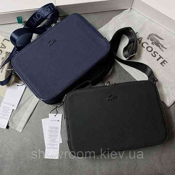 Мужская брендовая сумка через плечо Lacoste (2028) синяя Киев