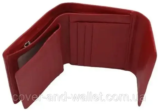 Маленький женский кожаный кошелек под карточки бордоввого цвета ST Leather 2047A Красный Киев - изображение 3