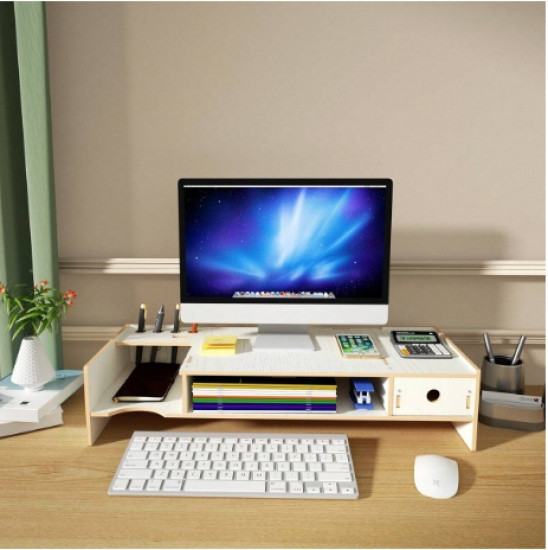 Компактная белая подставка с полками для хранения под монитор и ноутбук Винница - изображение 4