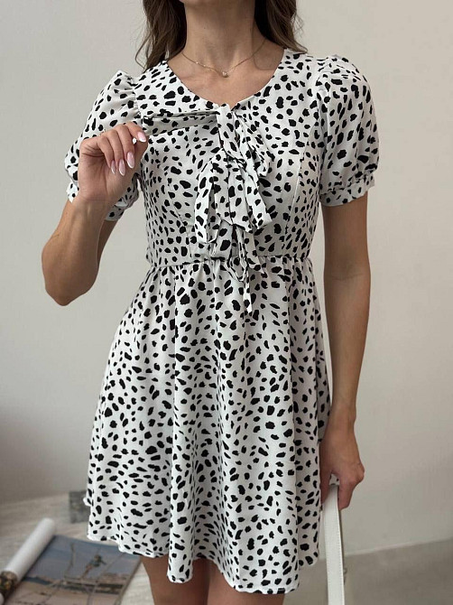 Жіноче легке романтичне мініплаття у квітковий принт турецький софт Білий, 42/44 Одеса - фото 1