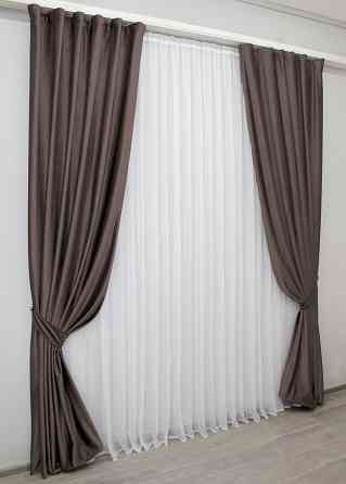 Комплект готових штор VR-Textil Оксамит (бархат) Kadife № 1131ш Коричневий 150х275 см 2 шт (30-949) Київ
