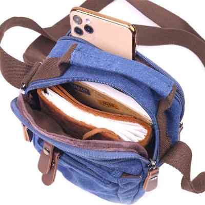 Сумка Vintage Чоловіча з щільного текстилю Синя (21246) Вінниця