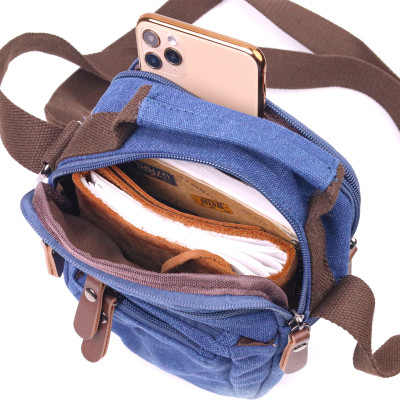 Сумка Vintage Мужская из плотного текстиля Синяя (21246) Винница - изображение 5