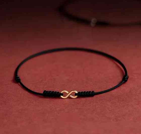Браслет бесконечность на шнурке черный, регулируемый минималистичный браслет Киев