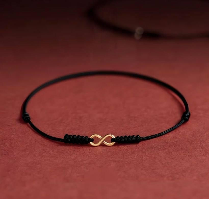 Браслет нескінченність на шнурку чорний, регульований мінімалістичний браслет Київ - фото 1