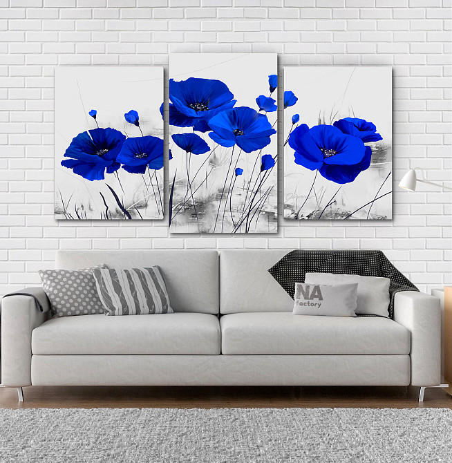 Модульная картина Синие Маки  (53x100см)  Art-139_3 Киев - изображение 2
