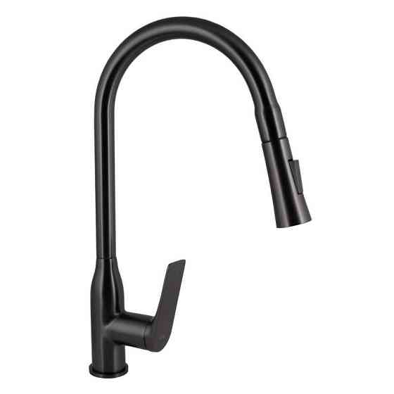 Смеситель для кухни Qtap Vlasta New с выдвижным изливом, латунь QTVLA344GMB45647 Gunmetal Black PVD Харьков