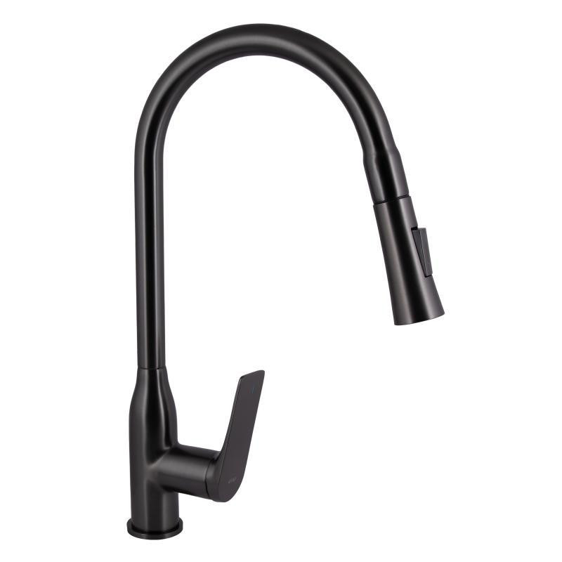 Смеситель для кухни Qtap Vlasta New с выдвижным изливом, латунь QTVLA344GMB45647 Gunmetal Black PVD Харьков - изображение 1