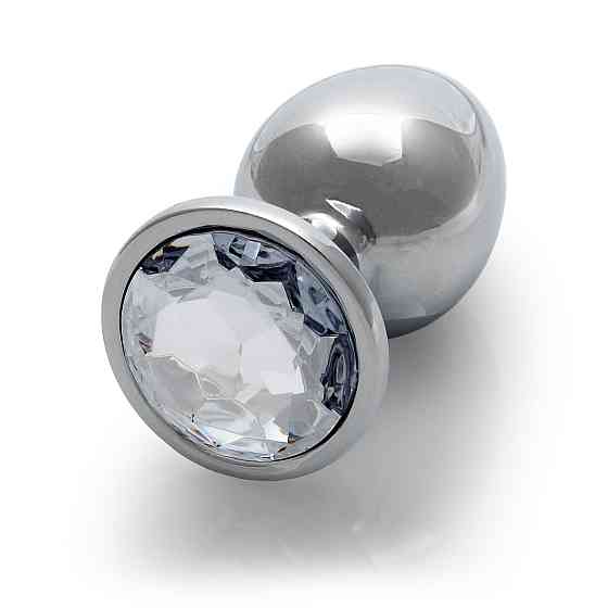 Металлическая анальная пробка Round Gem, размер M, серебристо-белый цвет Ouch! (Нидерланды) Sex Aura Киев