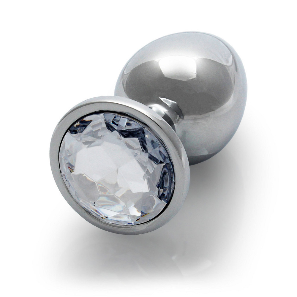 Металлическая анальная пробка Round Gem, размер M, серебристо-белый цвет Ouch! (Нидерланды) Sex Aura Киев - изображение 4