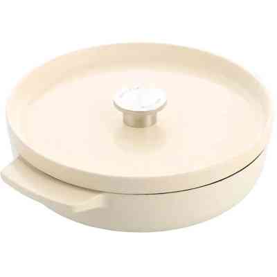 Сотейник KitchenAid Cast Iron чавунний з кришкою, 26 см, 2,77 л, мигдалевий крем (CC009010-001) Винница