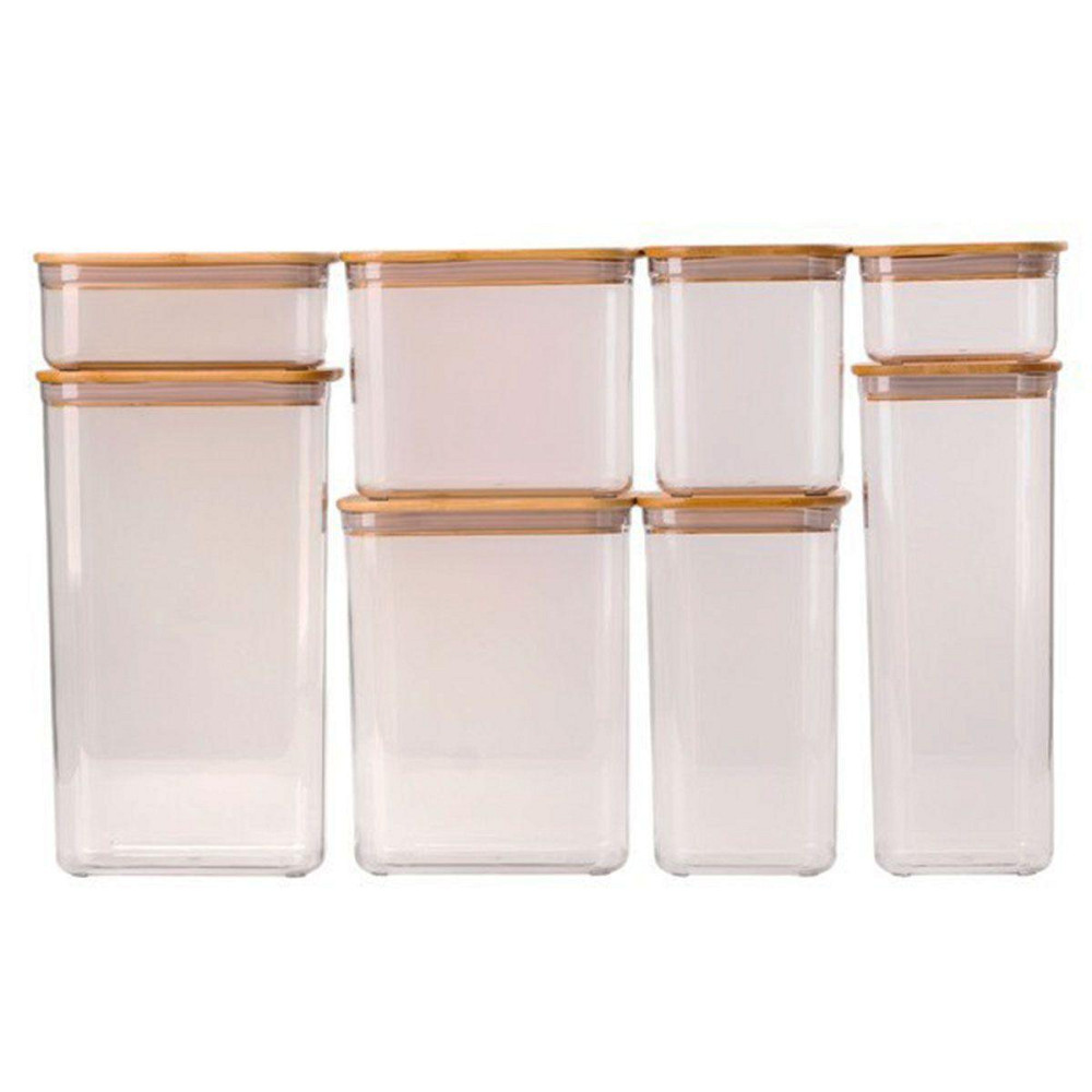 Набір банок для сипучих продуктів 8 штук ємності з бамбуковою кришкою HP-1303 Київ - фото 1