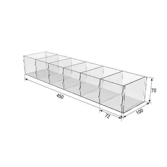 Коробка акриловая EKOSTAR 6 ячеек 450х100х70 Киев