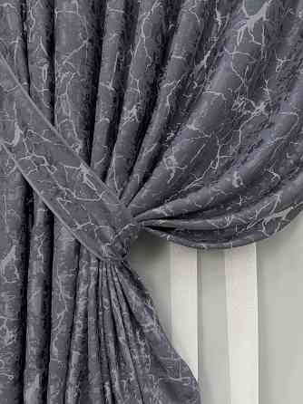 Комплект готових штор VR-Textil Льон мармур Royal Touch № 2004ш Графітовий 150х270 см 2 шт (33-0972) Київ