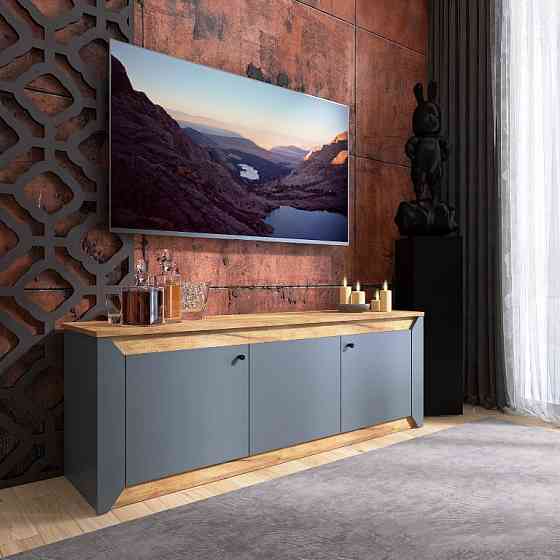 Тумба под телевизор Эверест Нордик ТВ-1500 Графит + Дуб крафт золотой (DTM-5542) Днепр