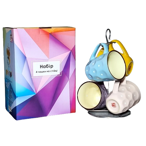 Набір чашок Адель-Грані 4шт 350мл на стійці 021-04-07 S&T Житомир - фото 1