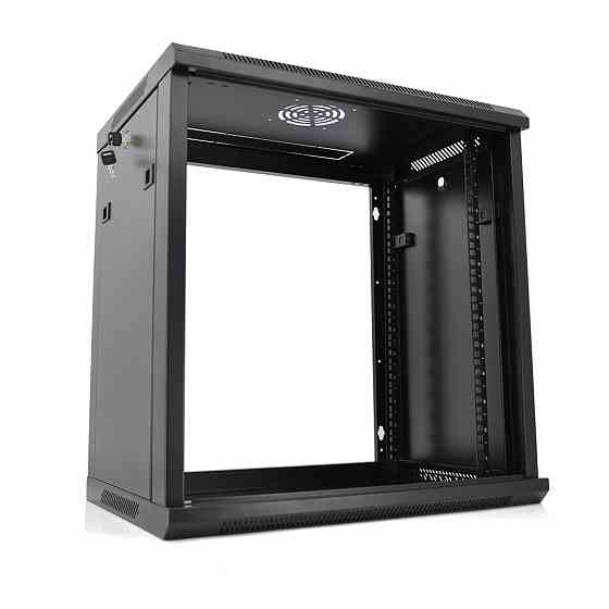 Шафа Merlion 15U, 600*450*768 (Ш*Г*В)мм  загартоване скло, чорна, сталь 1,2мм з замком Київ