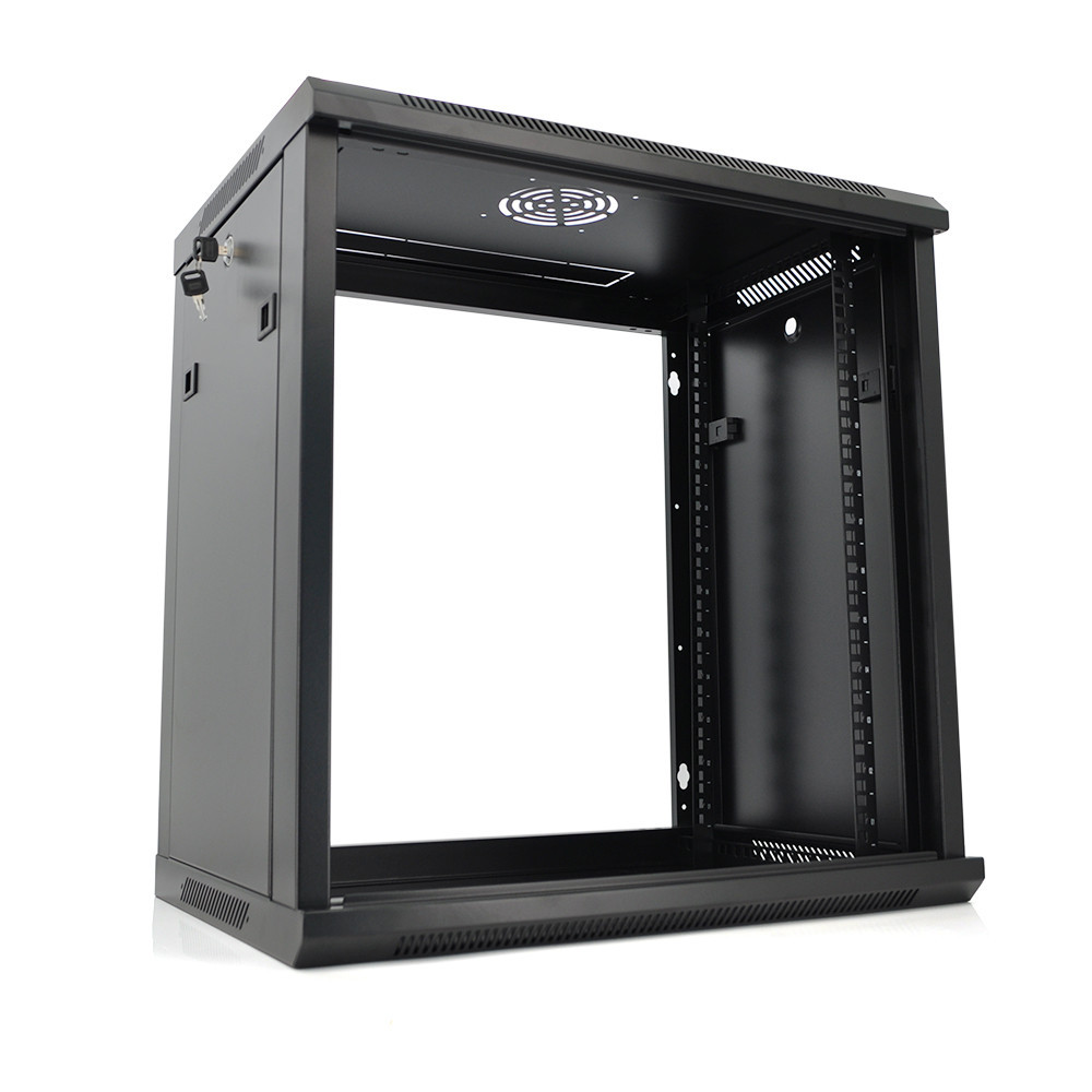 Шафа Merlion 15U, 600*450*768 (Ш*Г*В)мм  загартоване скло, чорна, сталь 1,2мм з замком Київ - фото 2