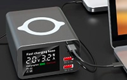 Мережева зарядна станція WLX-X9C 110W з бездротовою зарядкою LCD-екран (2Type-C+2USB) Чорний Вінниця - фото 2