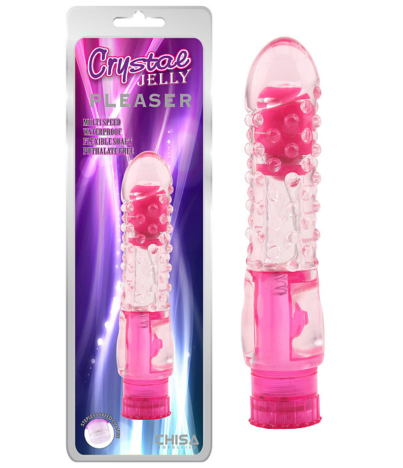 Вибратор с рельефом Chisa Crystal Jelly Pleaser на батарейках, розовый Sex Aura Киев - изображение 2