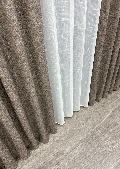 Шторна тканина преміум класу льон фактурний, колекція “ELEMENTA” колір сіро-коричневий 1864ш Київ - фото 7