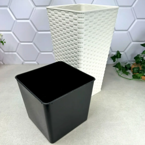 Вазон Ротанг 16*16*30см квадратний біла троянда Алеана Житомир