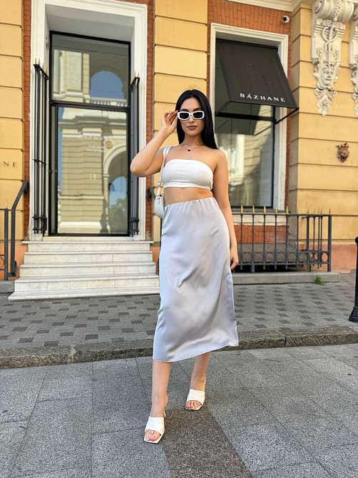 Жіноча шовкова спідниця Silk 54-56, Сірий Київ - фото 5