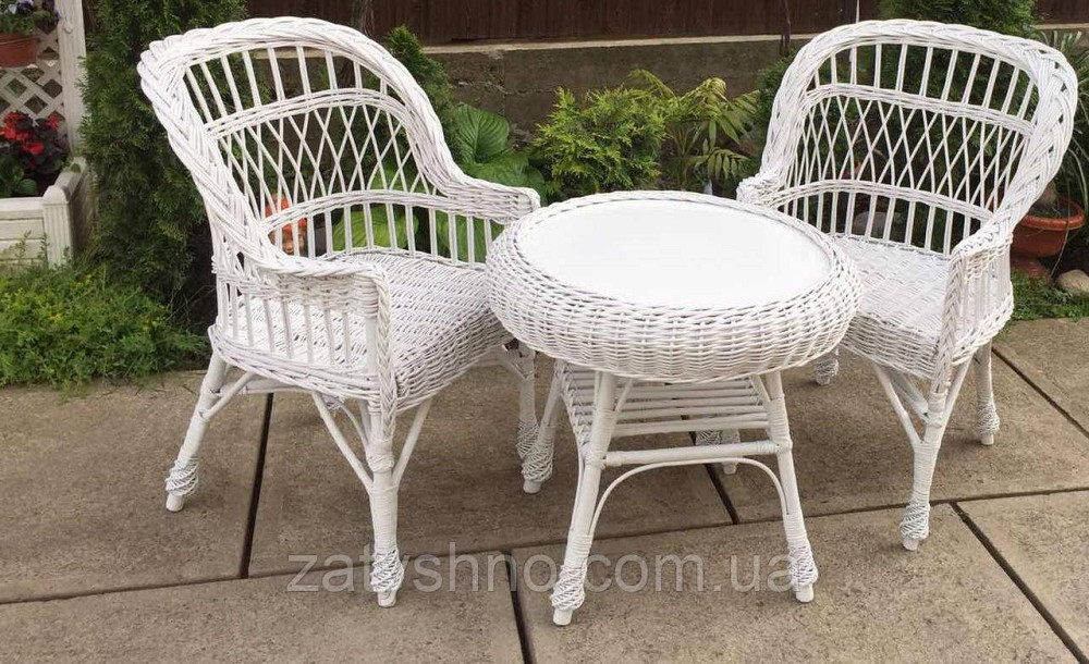 Білі плетені меблі|  Комплект плетених меблів | меблі з лози з журнальним столом Київ - фото 7