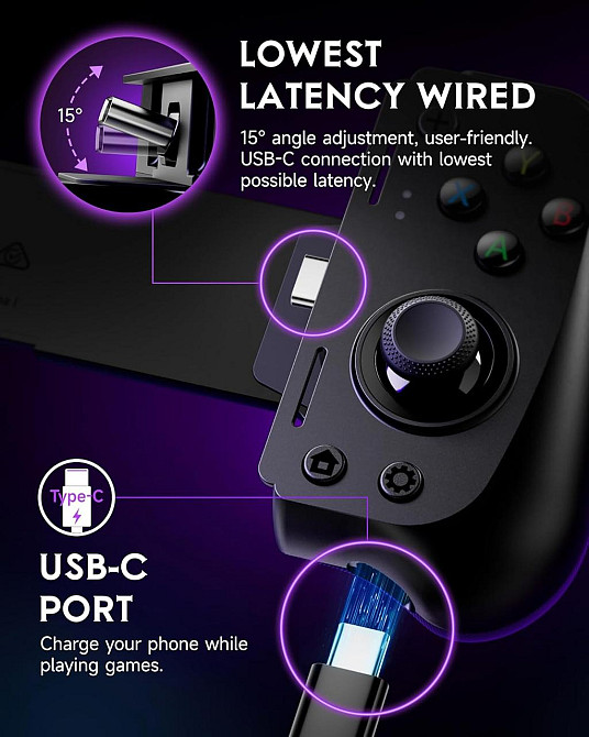 Ігровий контролер EasySMX M10 Чорний Type-C для Android та iPhone 15 Hall джойстики та тригери 255 рівнів низька затримка Київ - фото 3