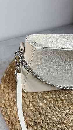 Женская кожаная сумочка, Стильная сумка из натуральной кожи, Маленькая бежевая сумка на плечеMasterSem Киев