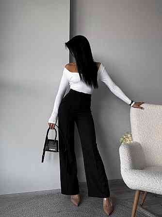 Жіночі базові стильні штани палаццо Чорний, 48 Одеса