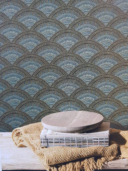 Шпалери флізелінові еко Khroma Zoom Bahia 0.53х10.05 геометрія смуги напівкола східний малюнок різні кольори Київ - фото 1