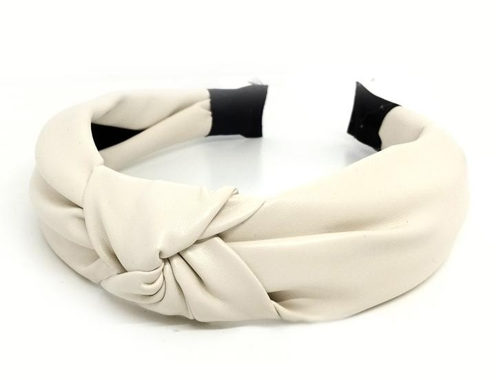 Обруч для волосся чалма екошкіра молочний Київ - фото 1