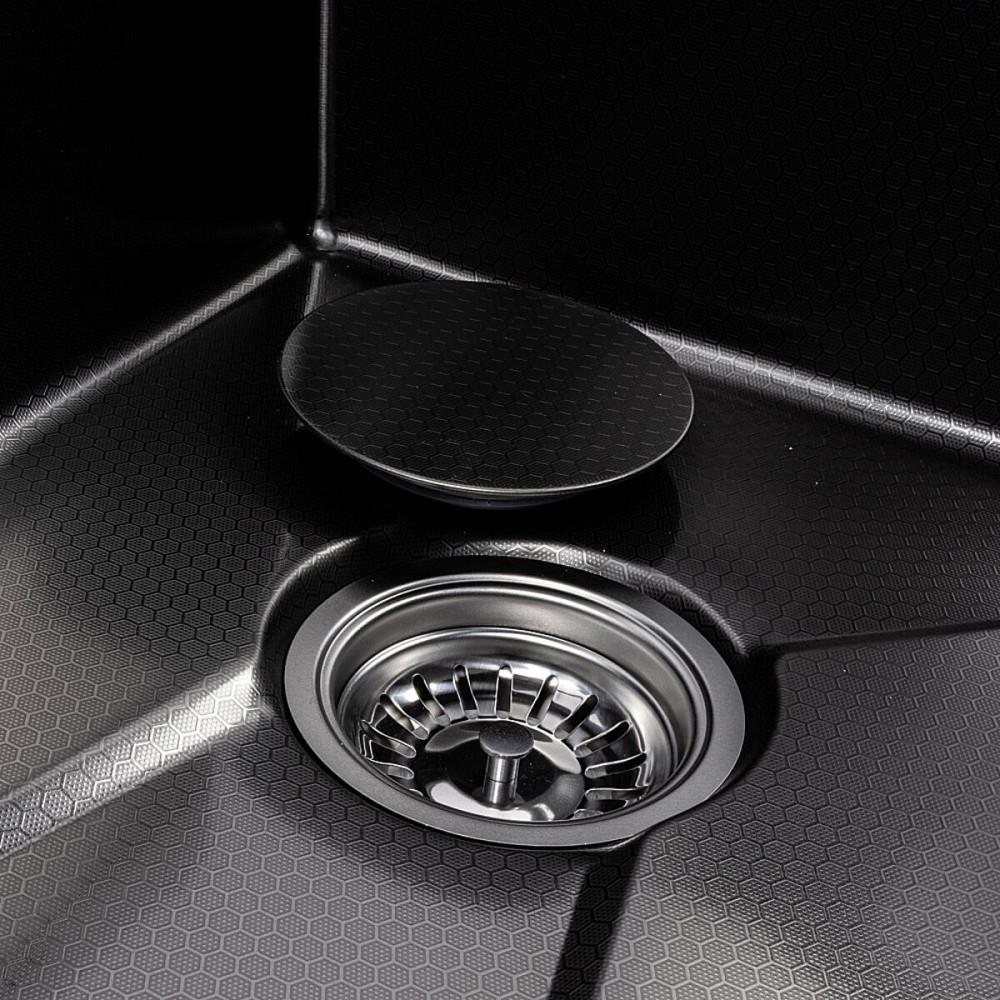 Мийка кухонна PVD чорна Valeso Handmade "Водоспад" (ДЕКОР) 75х45DF Коломия - фото 4