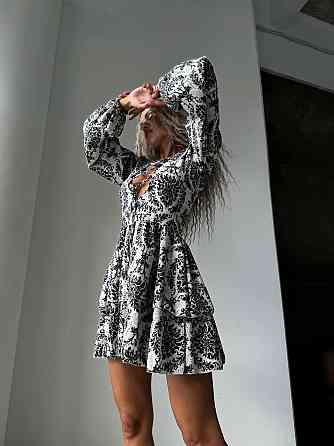 Жіноче стильне повсякденне літнє плаття софт принт Чорний, 42/44 Одеса