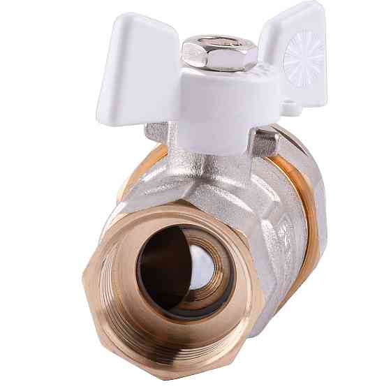 Кран кульовий з американкою Q PROFESSIONAL QP003 PN40 3/4″ антипротікання, Білий метелик Тернополь