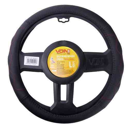 Чохол на кермо VLOD-L283 чорний-червоний, перфорована шкіра, розмір L Харків