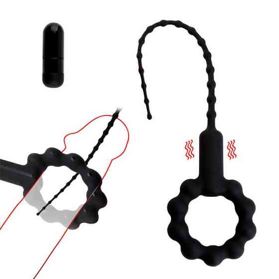 Эрекционное кольцо с уретральным катетером и вибрацией - Черный Винница