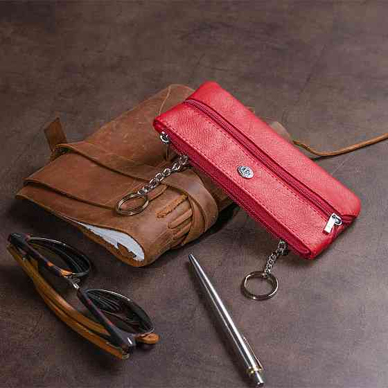 Ключниця-гаманець з кишенею жіноча ST Leather 19347 Червона Київ