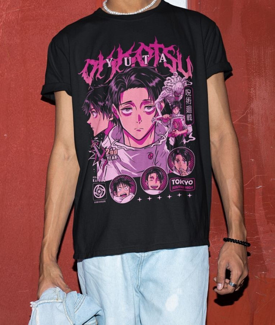 Футболка аниме Магическая битва оверсайз (S/M/L) Черний AnimeJ1117 Днепр - изображение 3