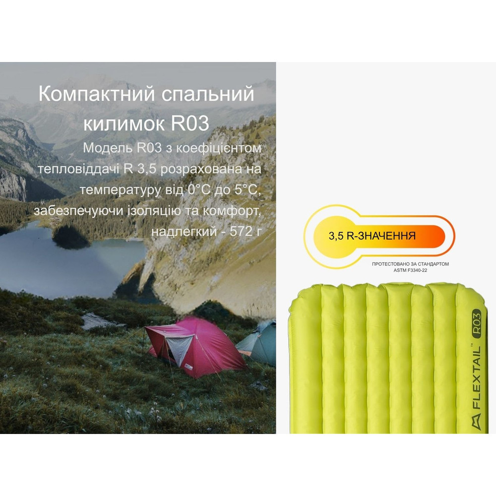 Килимок самонадувний Flextail Tiny Slleeping Pad R03 AVS, зелений Рівне - фото 10
