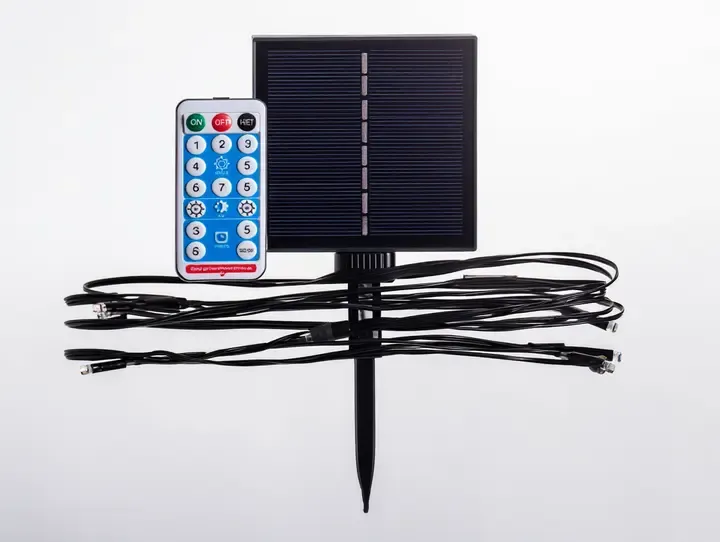 Гирлянда нить на солнечной батарее 1500 LED 150 м черный провод желтый Коломия - фото 5