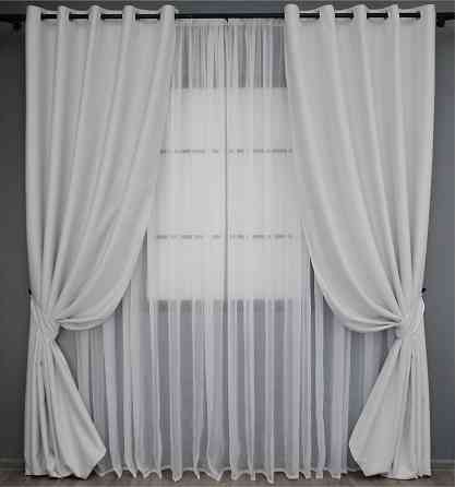 Комплект штор на люверсах VR-Textil Midnight № 1223ш 150х270 см 2 шт Світло-сірий (37-0112) Київ