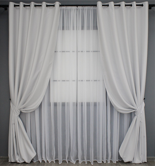 Комплект штор на люверсах VR-Textil Midnight № 1223ш 150х270 см 2 шт Світло-сірий (37-0112) Київ - фото 2