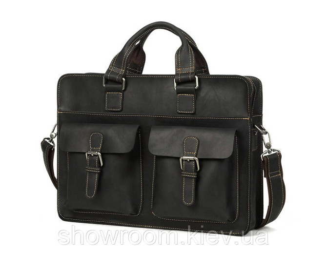 Мужская кожаная сумка портфель Wild Leather (262) черная Киев - изображение 1