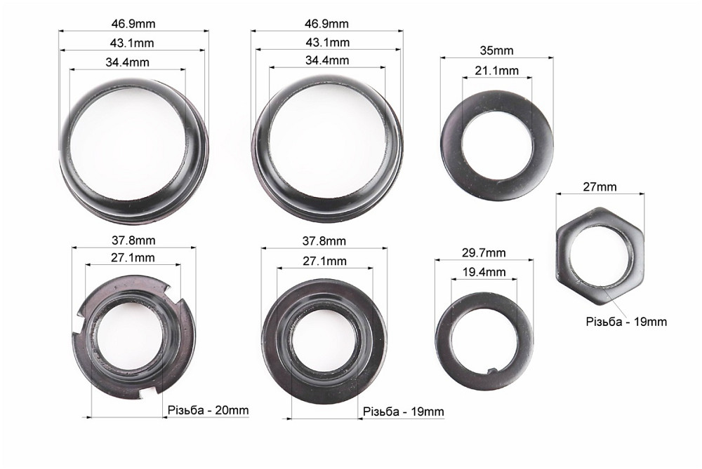 Кріплення каретки BMX з чашками Ø43,1мм, чорне B888 Киев - изображение 3